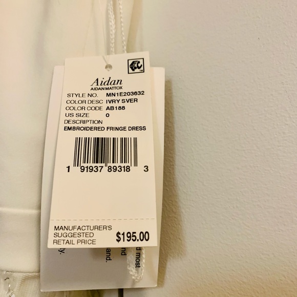 NWT Aidan Mattox Ivory Fringe Dress - Picture 6 of 8